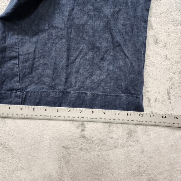 Daily Ritual Pants Womens 12 Blue Linen Pull On Wide Leg Crop Culotte Lagenlook - Picture 8 of 9